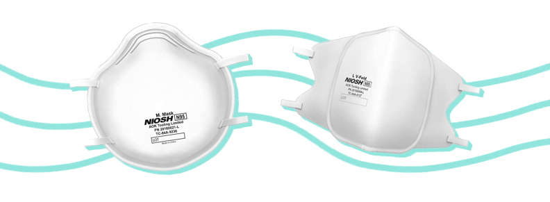 Two white KN95 masks.