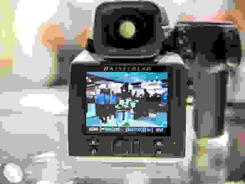 The rear monitor on the H5D-50C is a 3-inch 24-bit color LCD with 460,320 pixels.