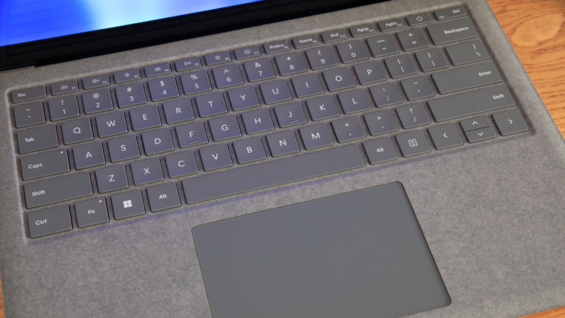 Close-up shot of the keyboard on the Microsoft Surface Laptop 5.