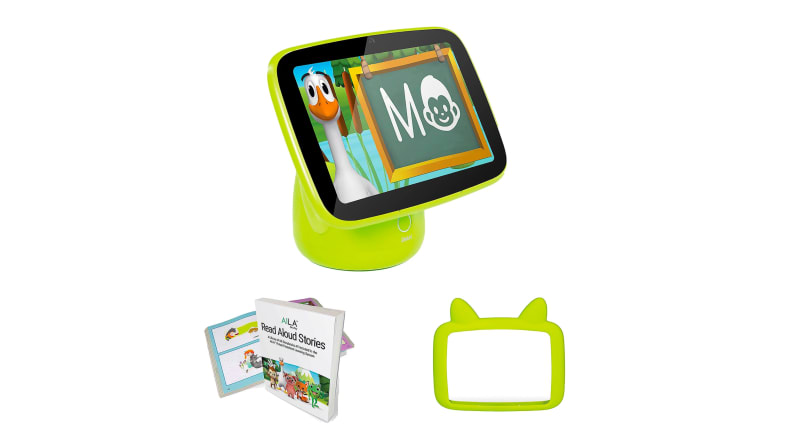Childrens learning tablet on white background