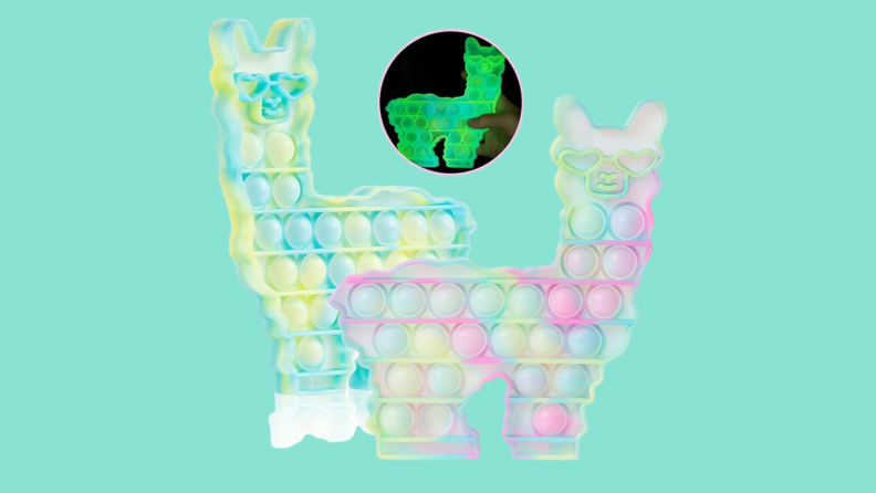 Two Glow in The Dark POP Bubble Fidget Llama toys.