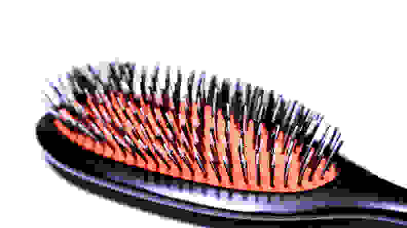 A close-up of the Mason Pearson hair brush.