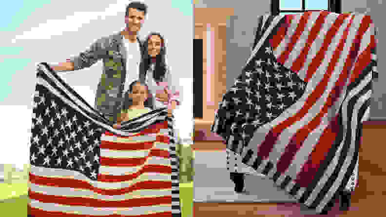 Blanket with an American flag pattern
