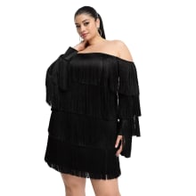 Product image of Asos Luxe Curve Off The Shoulder Fringe Mini Dress