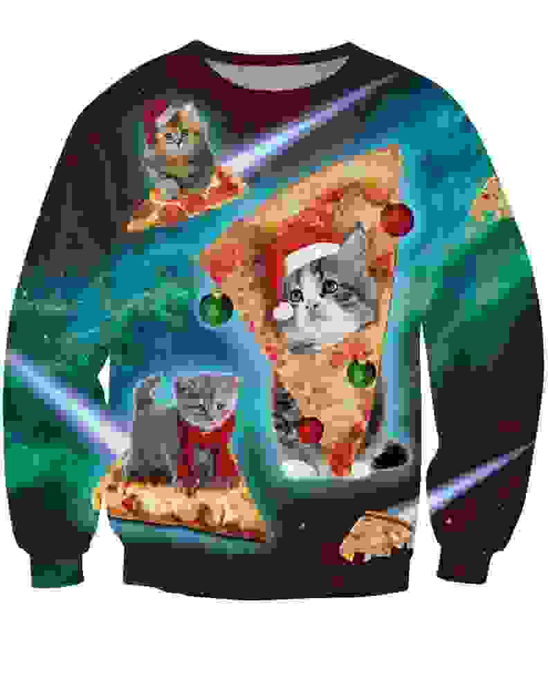 Holiday Cats on Pizza Sweater