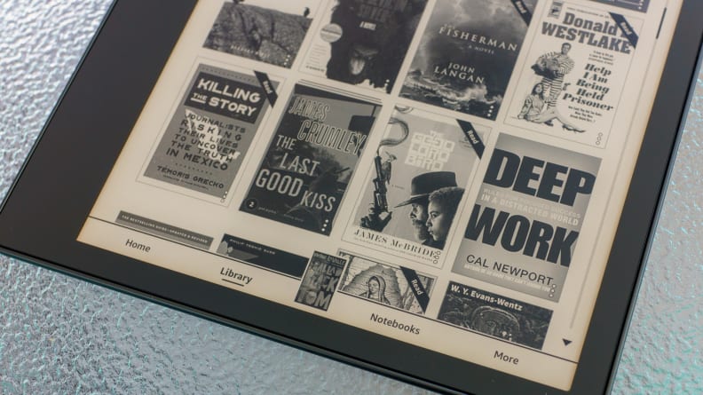 The row of digital buttons on the bottom of the Kindle Scribe's user interface