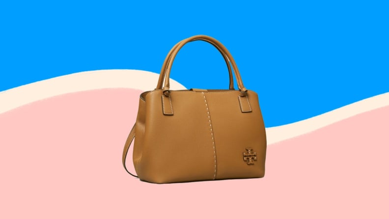 A tan purse.