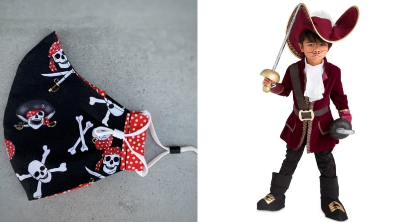 a pirate mask and a Captain Hook costume