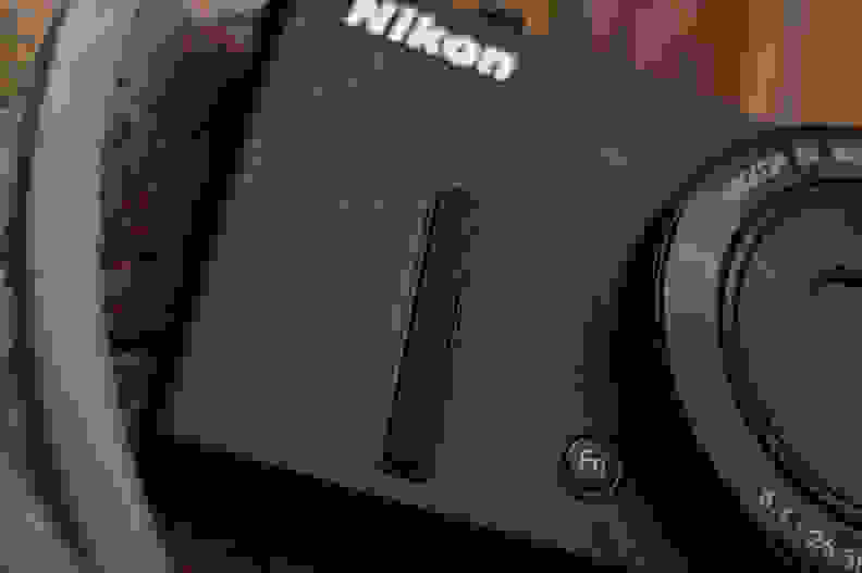 A photograph of the Nikon Coolpix P340's front grip.