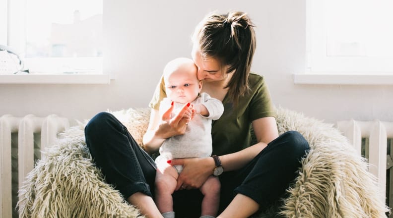 Parent holding baby