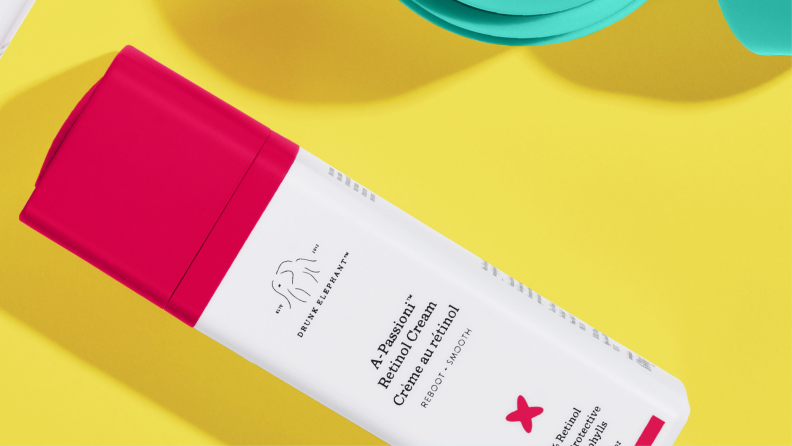 Close up of a Drunk Elephant retinol cream.