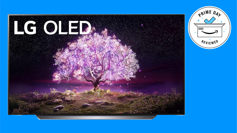 LG TV on blue background