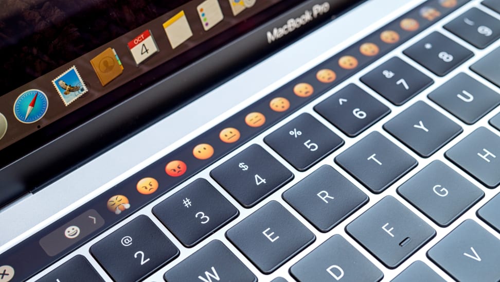 A Mac laptop's OLED touch bar