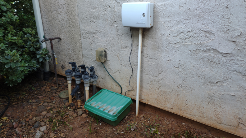 Shot of the controller on the side of the house.