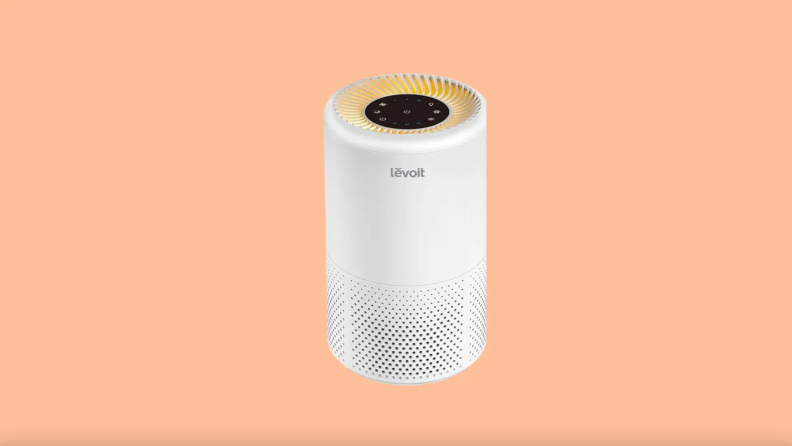 White, circular smart air purifier.