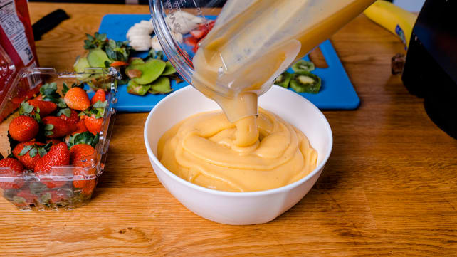 Pouring base into bowl