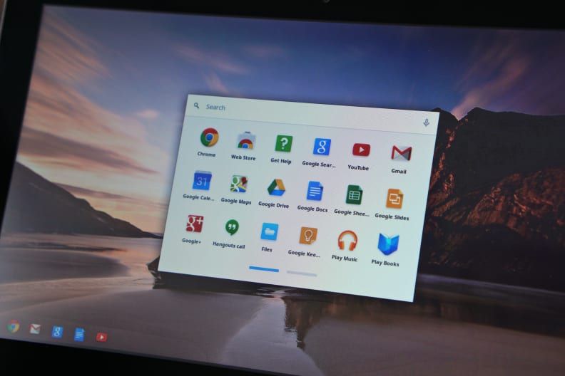Instead of a Start menu, the Chromebook has an app drawer full of Google branded apps.