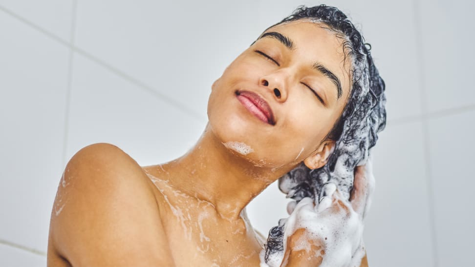 A woman washing her hair.