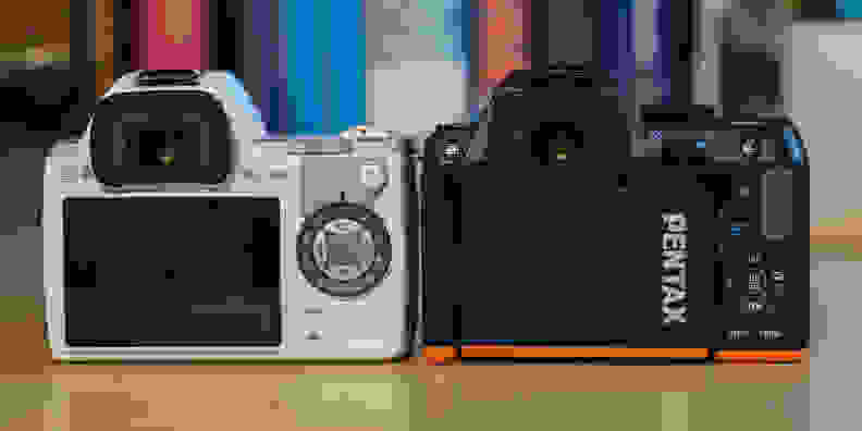 A photo of the Pentax K-S1 and K-S2 side by side.