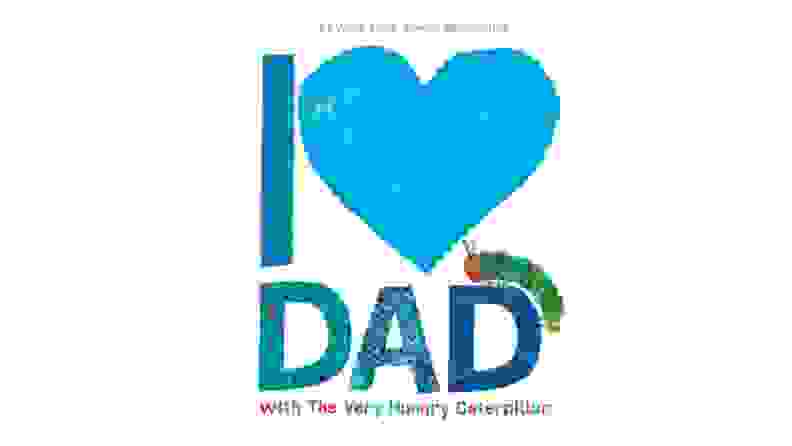 Blue print saying "I heart dad"