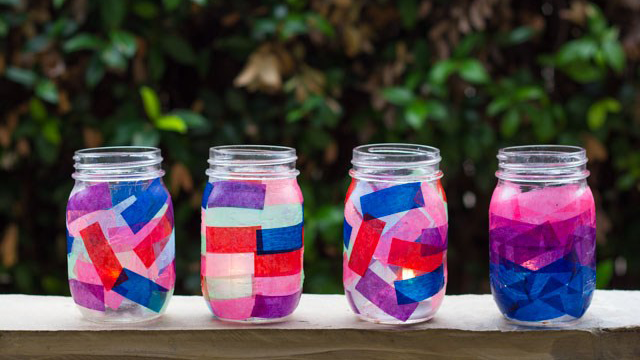 Turn glass jars into lanterns for spring nights in the garden.