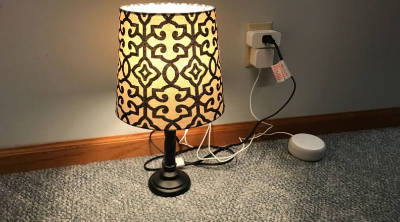 Lamp plugged into a smart plug, operated by Echo Dot
