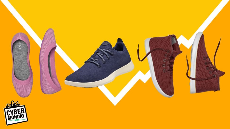 Various shoes on yellow background