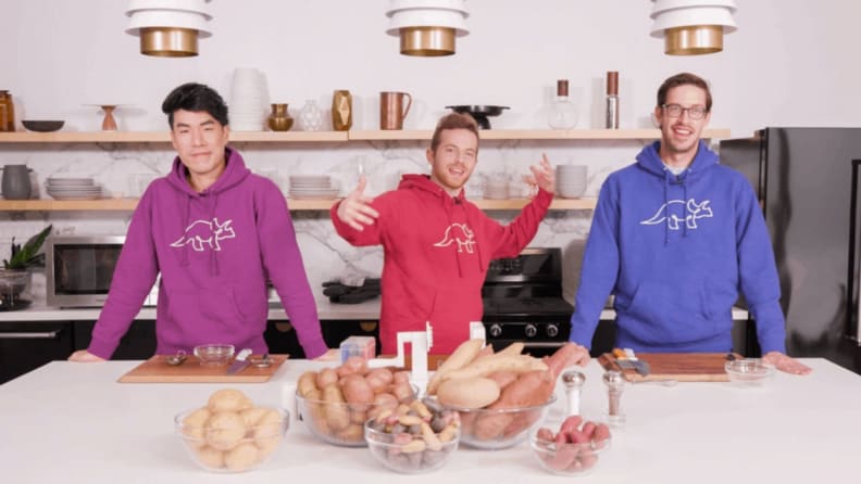 YouTube comedians Keith Habersberger, Ned Fulmer, and Eugene Lee Yang tried the Panasonic Home Chef with a fry cook-off.