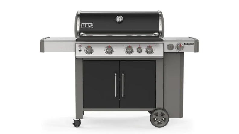 An image of a closed-lidded gas grill.