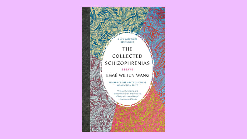 Cover of The Collected Schizophrenias in front of a background.