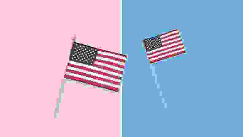 A pair of tiny American flags.