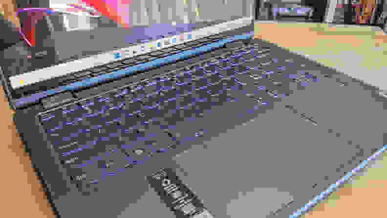 An angled view of the Lenovo Yoga 6's keyboard.