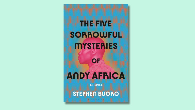 The cover of The Five Sorrowful Mysteries of Andy Africa on a teal background