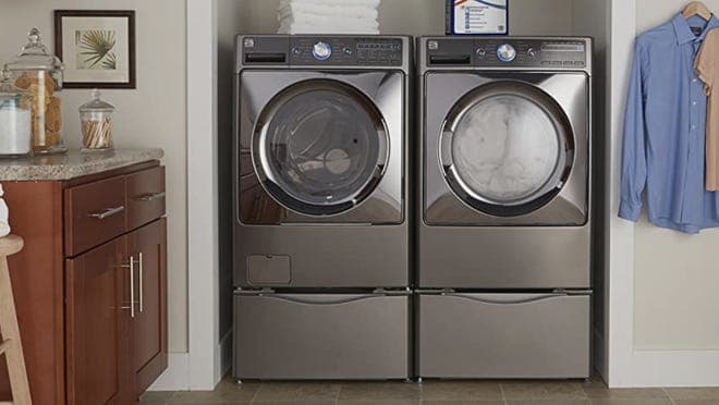 gray washer dryer duo