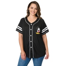 Product image of Disney Mickey Mouse Black Baseball Jersey Button Down Shirt