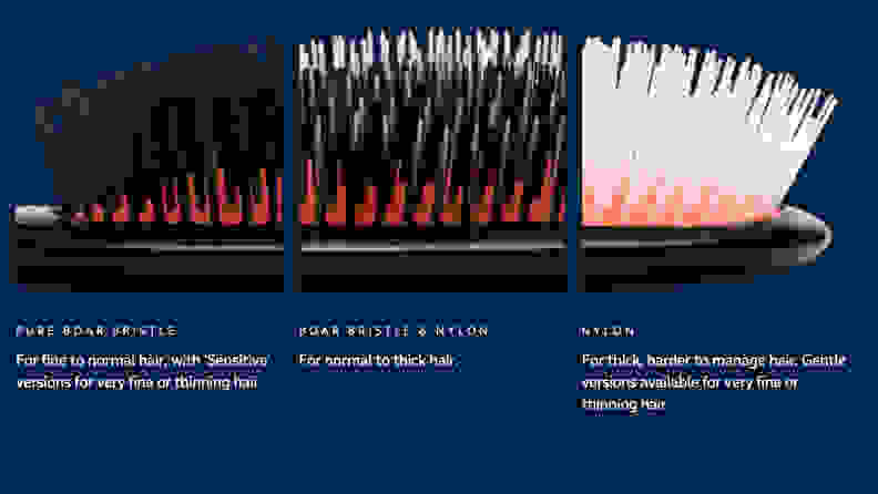 A photo of the different Mason Pearson brush types.