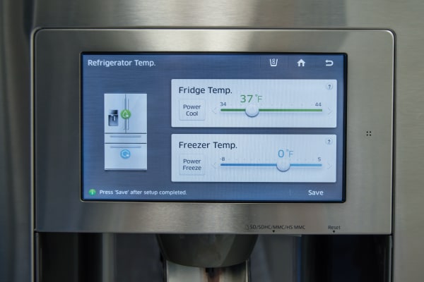 The new Samsung smart fridge’s temperature controls.