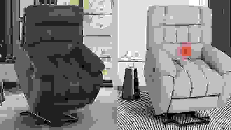 a seyun power recliner in a side-by-side image