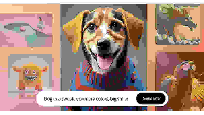An AI generated dog with a command prompt beneath it.