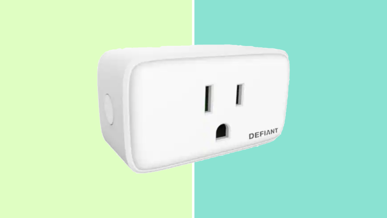 An image of a smart wired outlet in white.