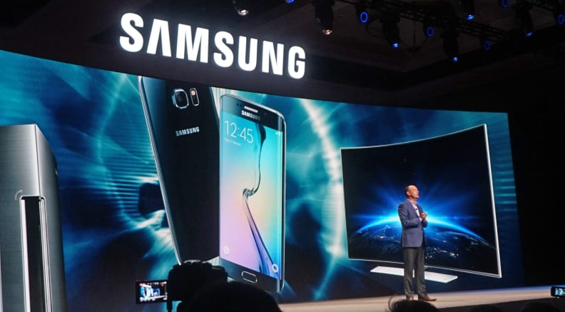 Tim Baxter, president of Samsung Electronics America, introduces new products at CES 2016.