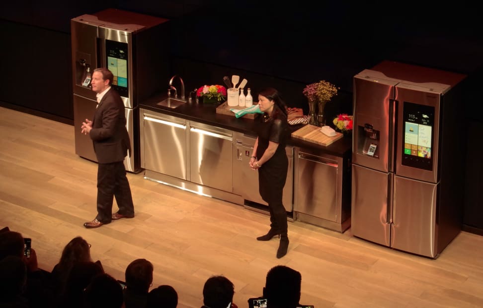 John Herrington and Katie Cheng of Samsung introduce the Family Hub refrigerator