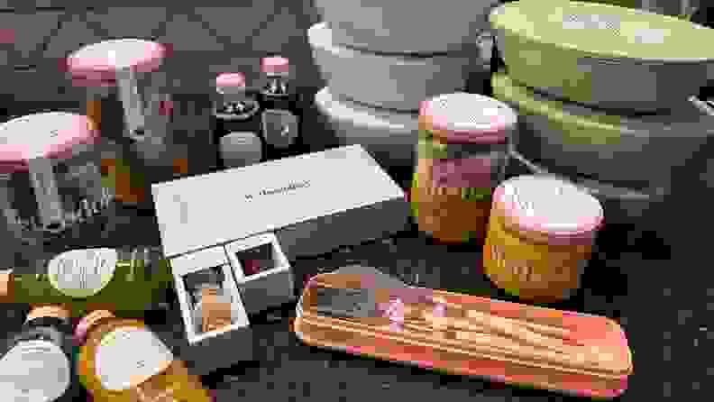 Testing photo of Methodology meals, snacks, and drink containers on a countertop