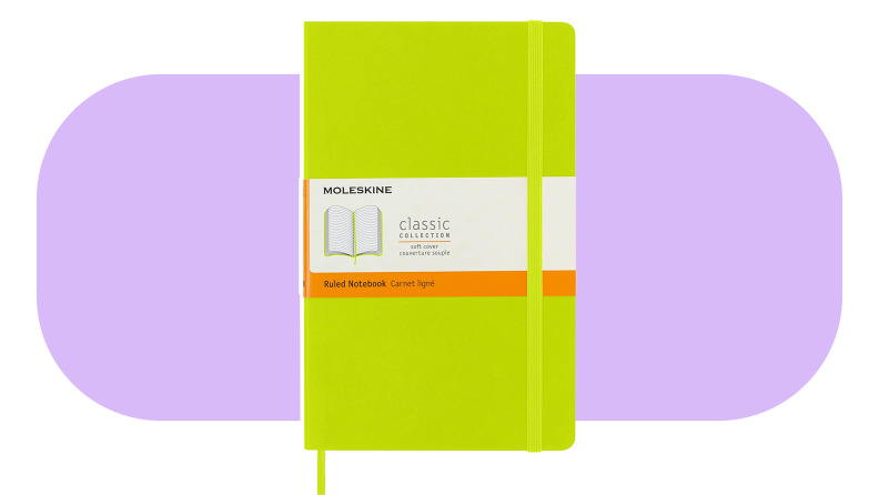 Lime green faux-leather bound therapy journal.