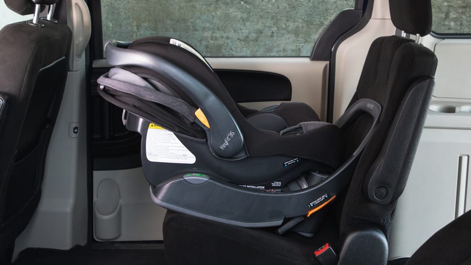 A Chicco KeyFit 35 car seat installed in a car
