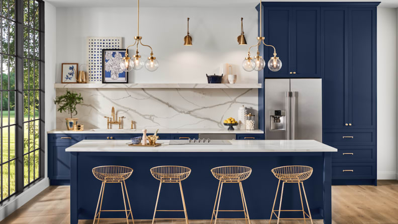 Sherwin-Williams Naval on kitchen cabinets
