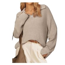 Product image of Wool-Blend Lapel Quarter-Zip Oversized Sweater