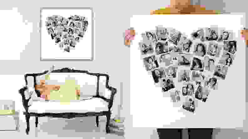 Heart shaped collage in room