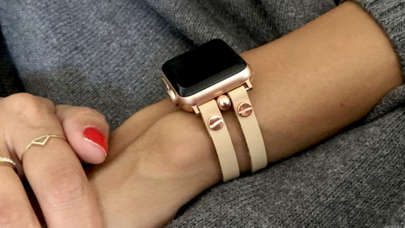 A watch band with two straps.