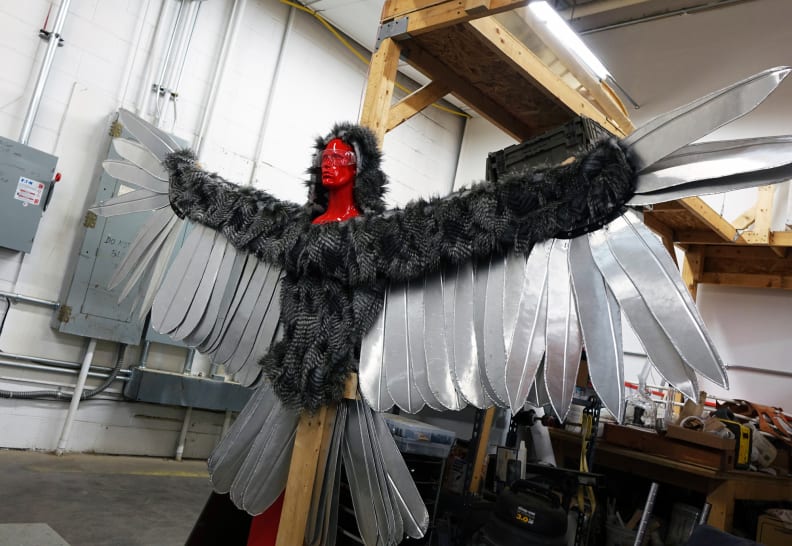 A large bird-man structure.